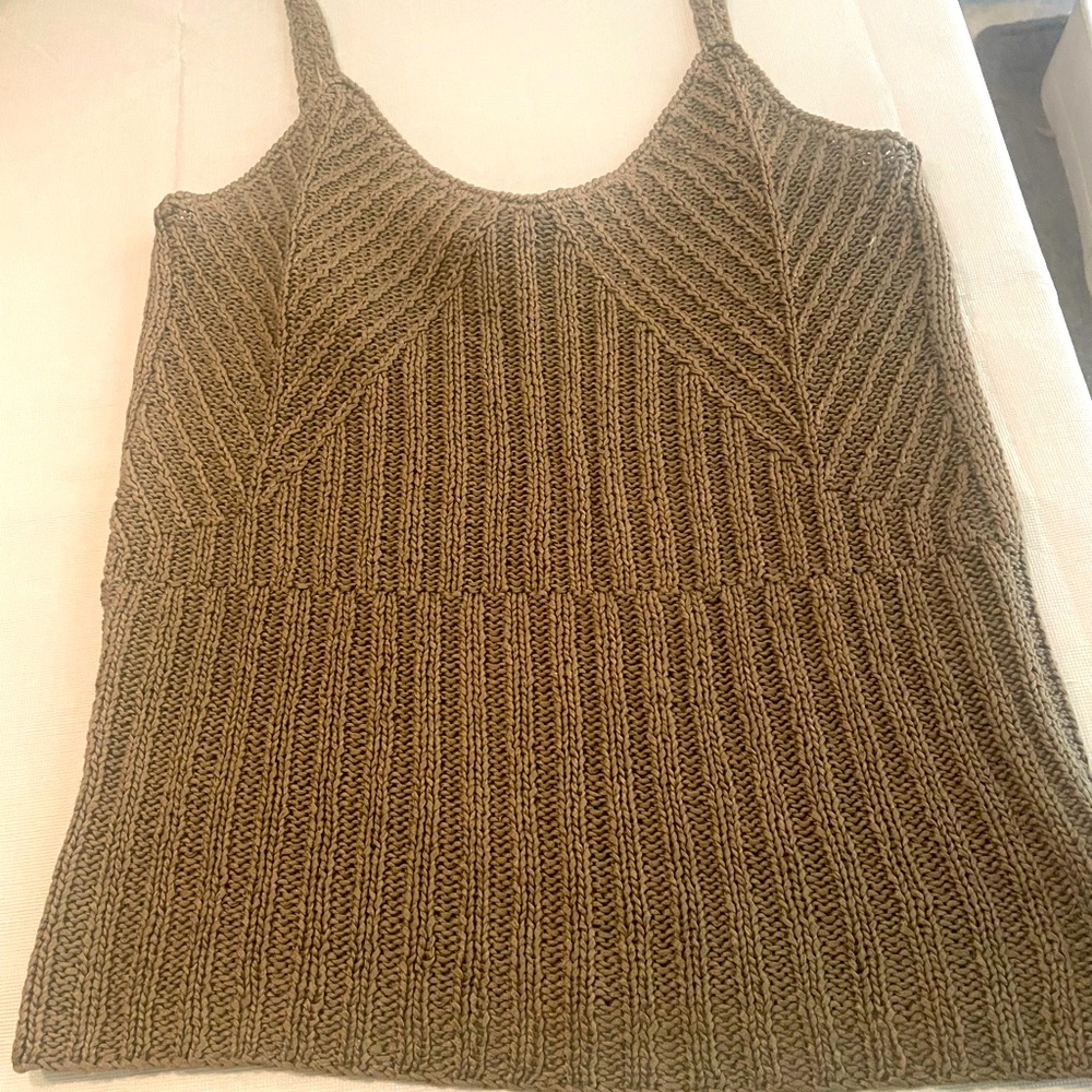 BCBGMAXAZRIA Hand Knit Mossy Brown Cotton Camisole  New with Tags